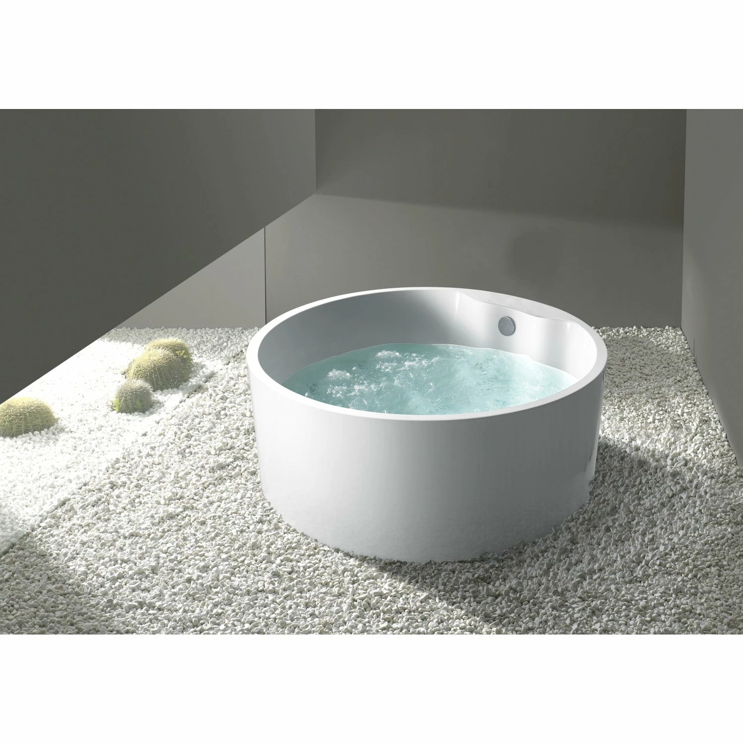 Aqua Eden VTRO535323 53-Inch Round Acrylic Freestanding Tub With Drain, Glossy White - Image 2