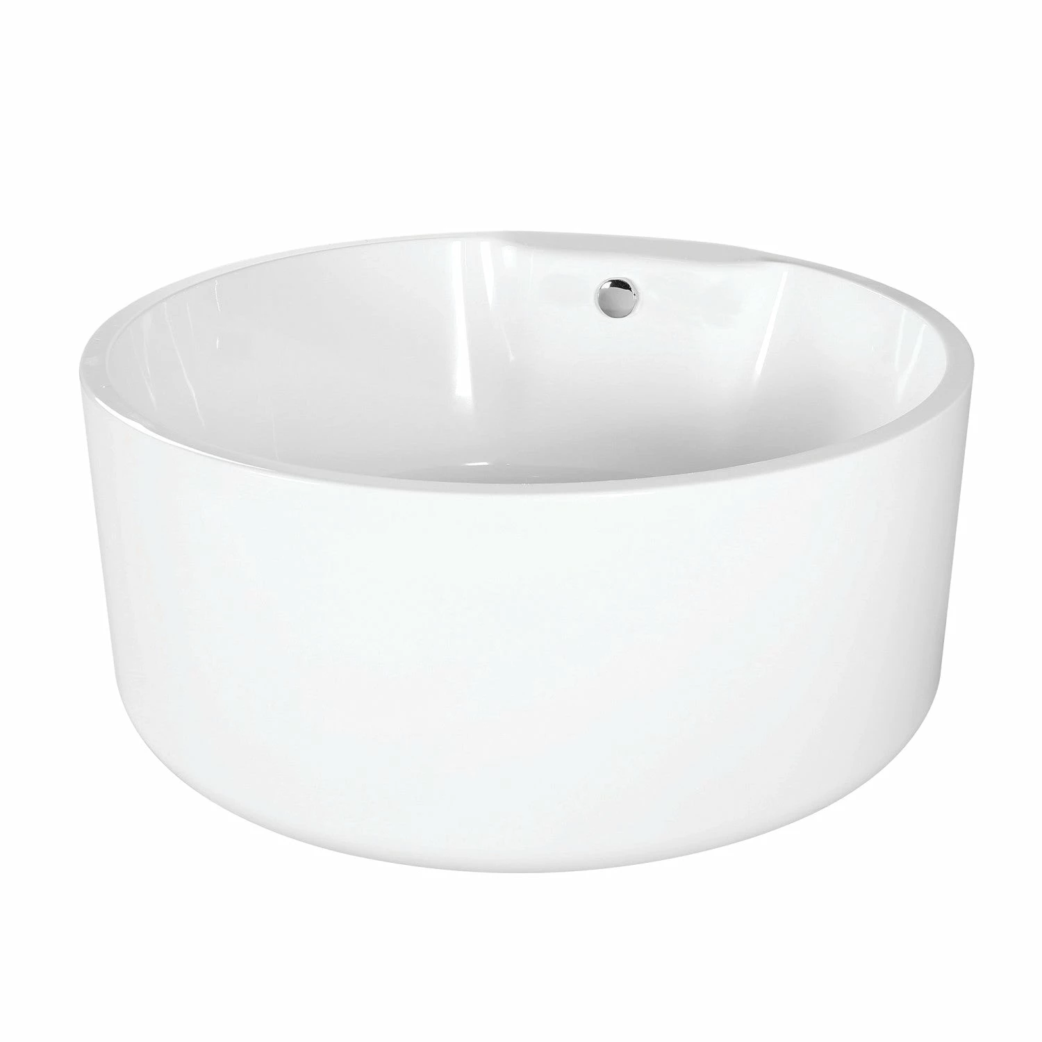 Aqua Eden VTRO535323 53-Inch Round Acrylic Freestanding Tub With Drain, Glossy White - Image 3