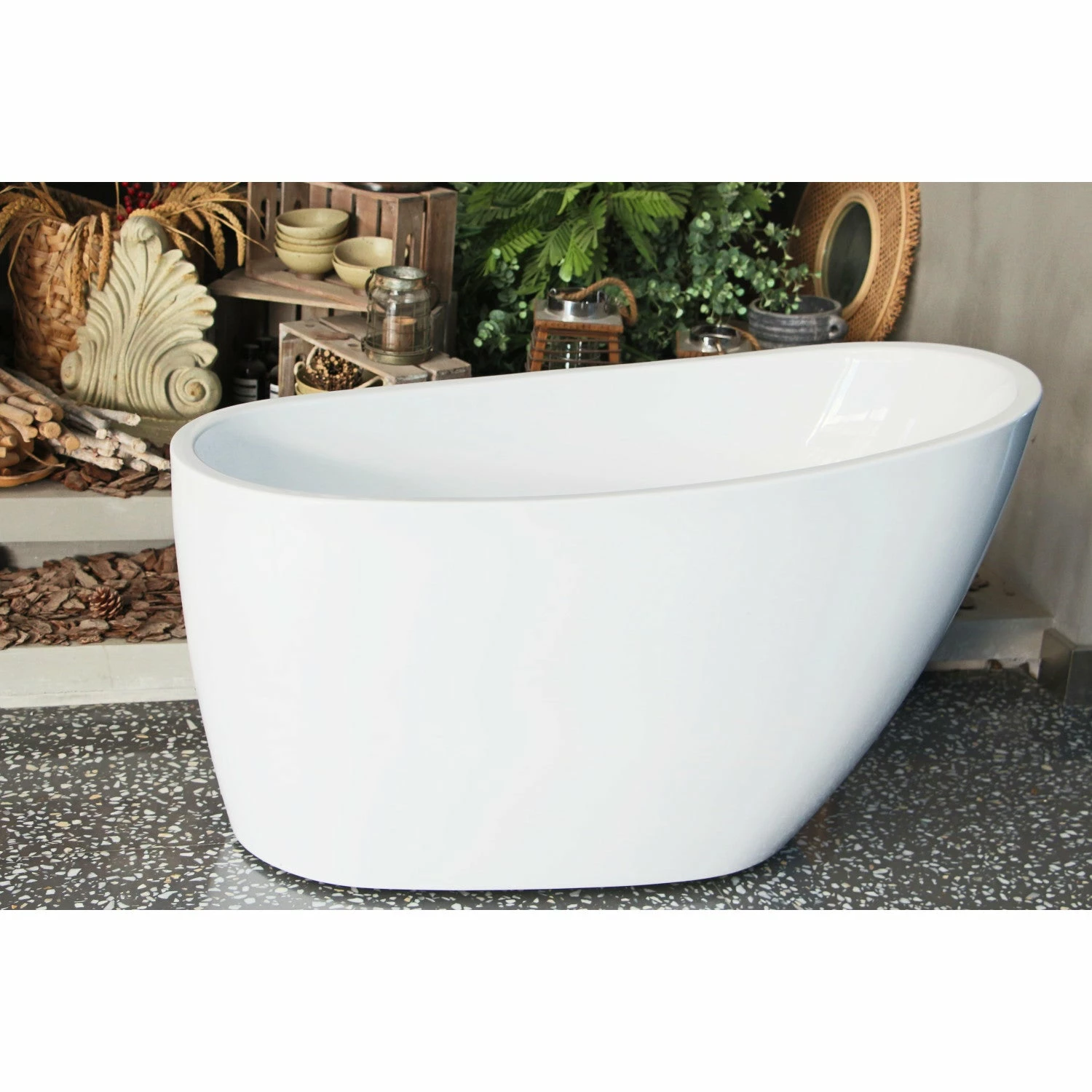 Aqua Eden VTRS482627 48-Inch Acrylic Freestanding Tub With Drain, Glossy White