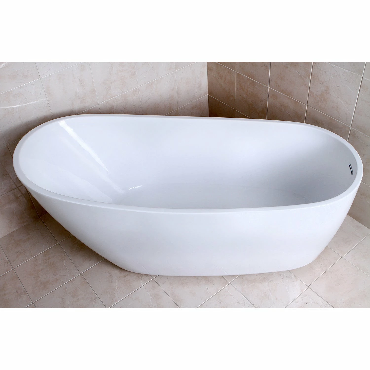 Aqua Eden VTRS683128 68-Inch Acrylic Single Slipper Freestanding Tub With Drain, White - Image 5