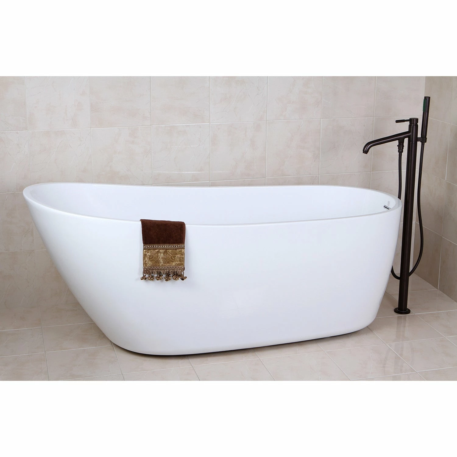 Aqua Eden VTRS683128 68-Inch Acrylic Single Slipper Freestanding Tub With Drain, White - Image 6