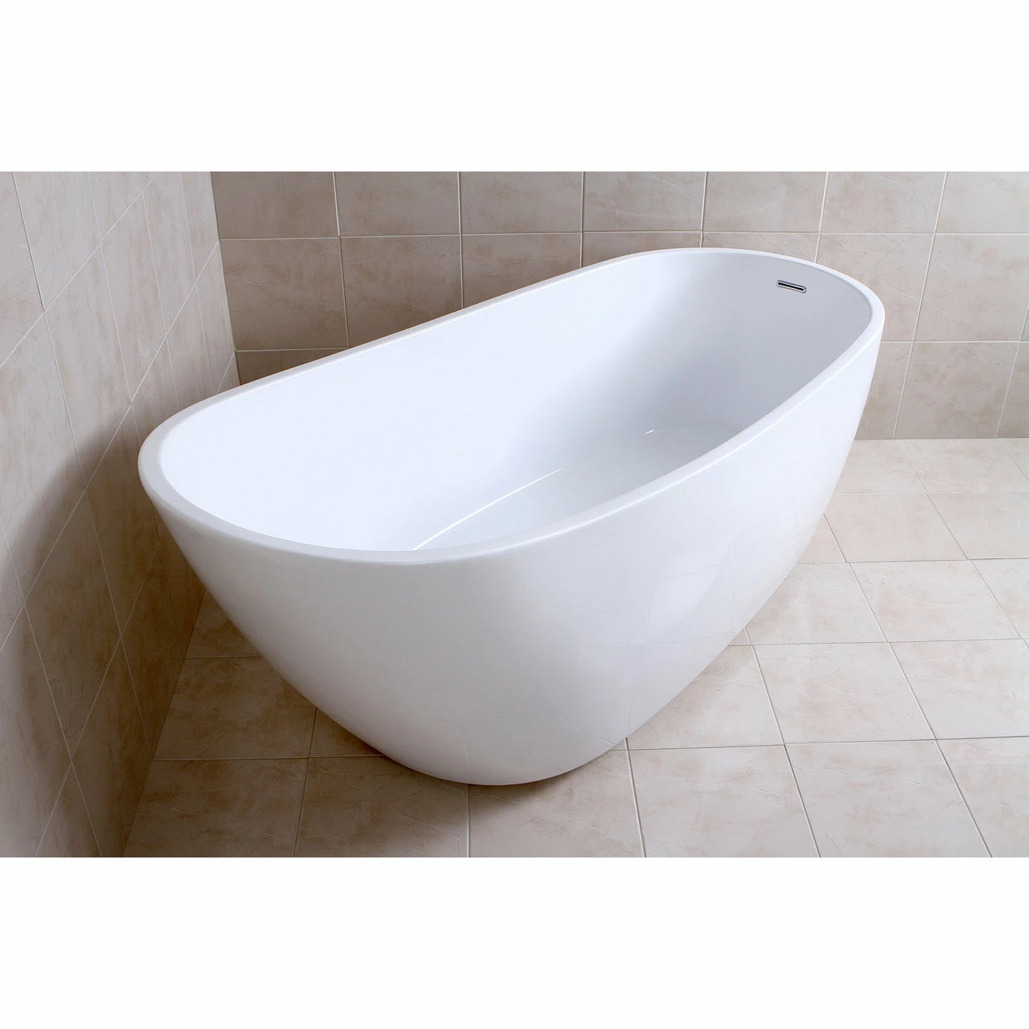 Aqua Eden VTRS683128 68-Inch Acrylic Single Slipper Freestanding Tub With Drain, White - Image 7