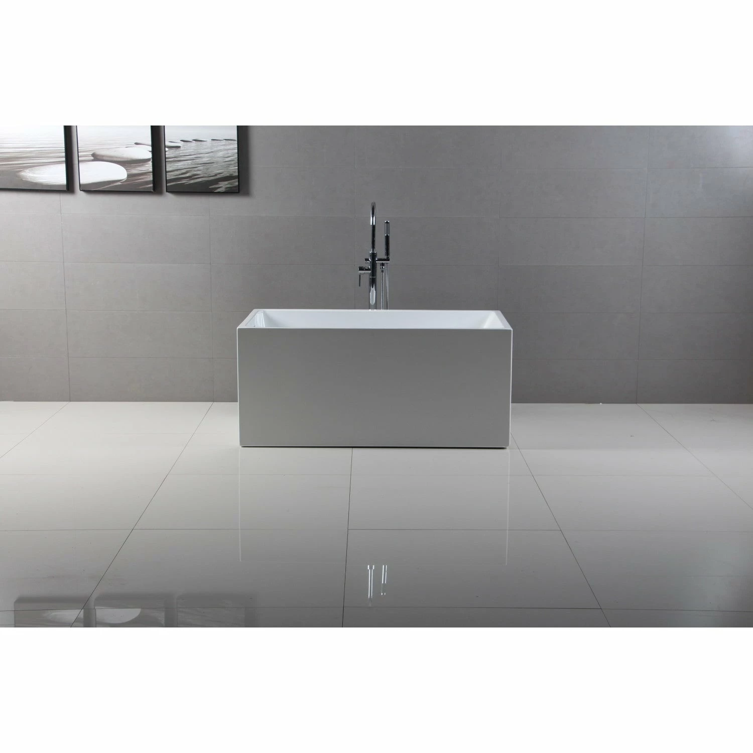 Aqua Eden VTSQ512823 51-Inch Acrylic Freestanding Tub With Drain, White - Image 4