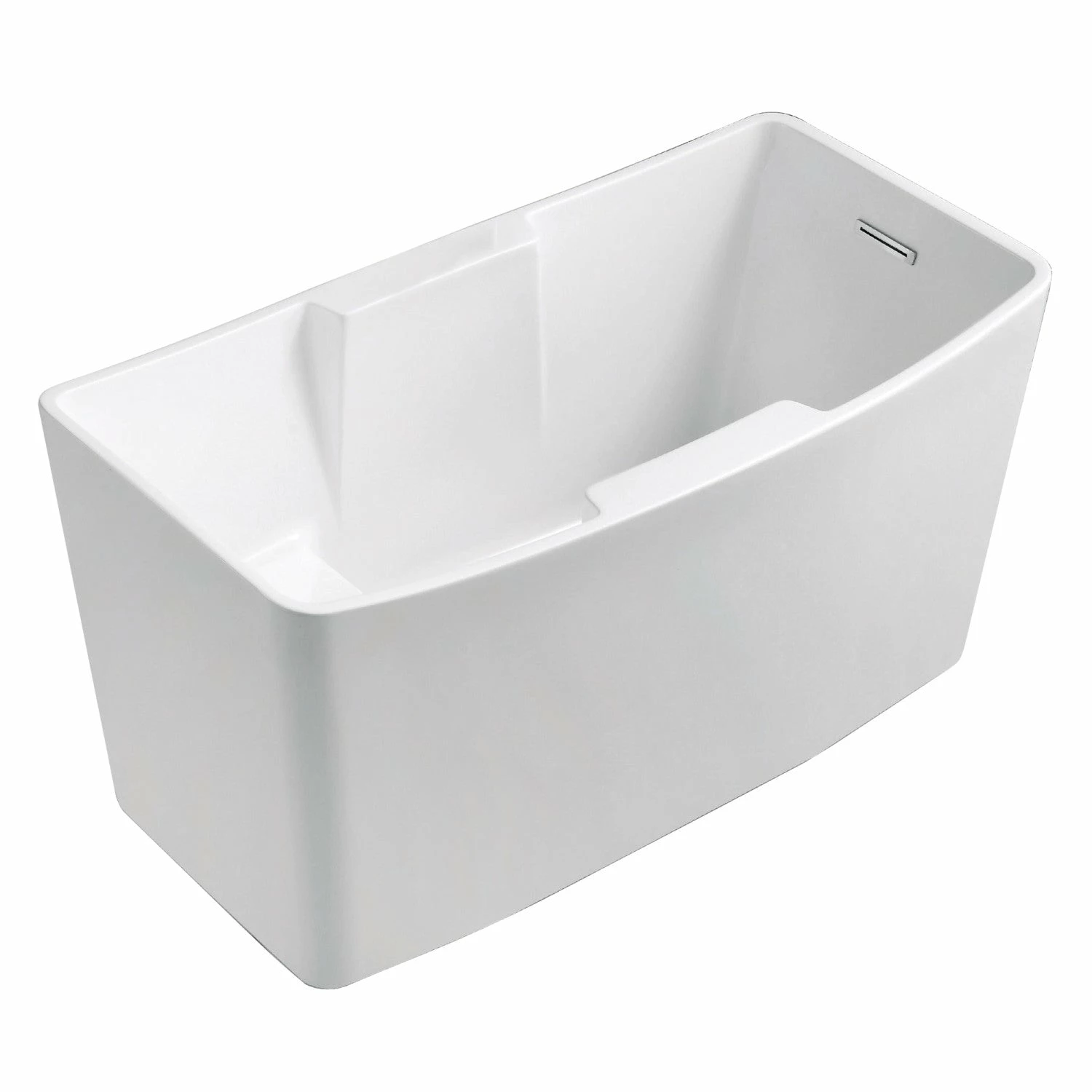Aqua Eden VTSQ512827S 51-Inch Acrylic Rectangular Freestanding Tub With Drain And Integrated Seat, Glossy White - Image 2