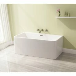 Aqua Eden VTSQ592823 59-Inch Acrylic Freestanding Tub With Drain, White
