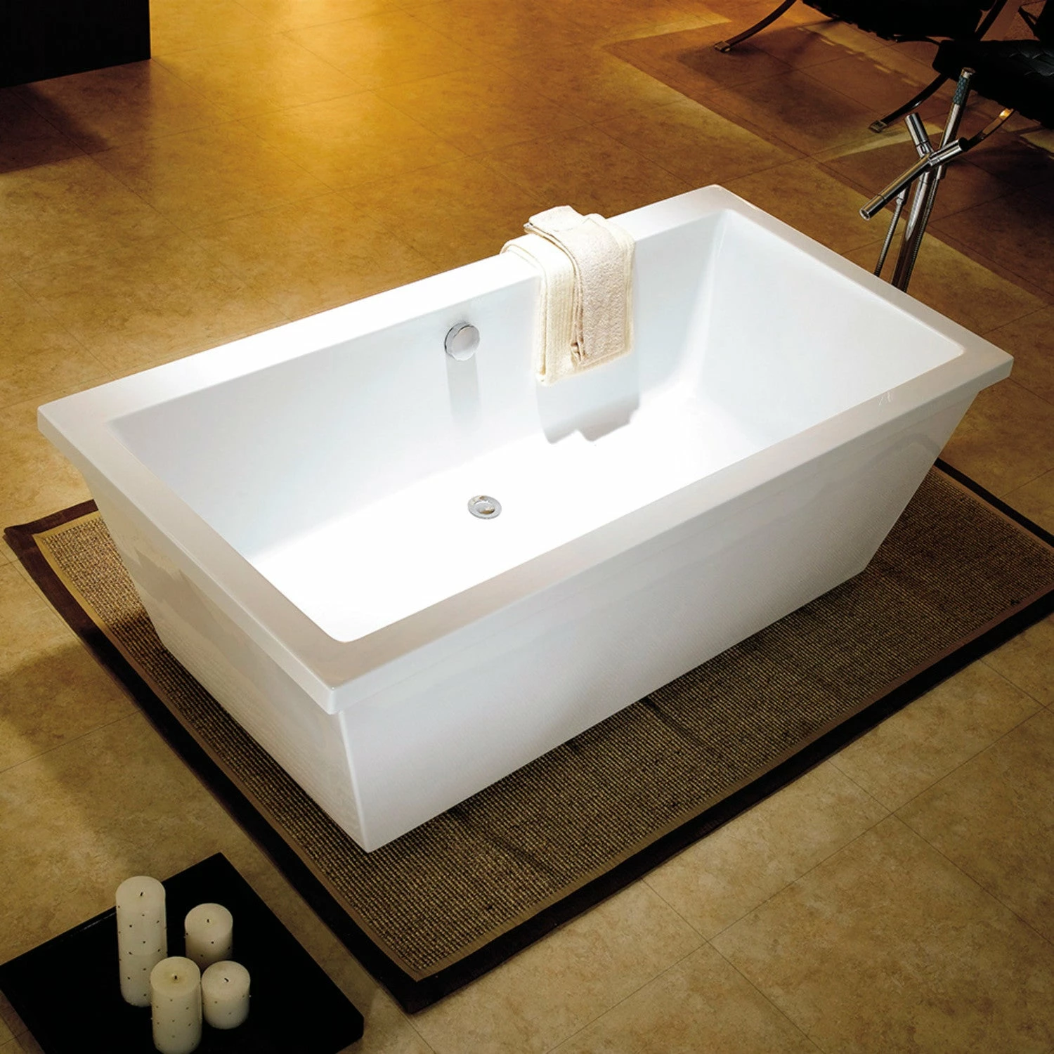 Aqua Eden VTSQ663422 66-Inch Acrylic Double Ended Freestanding Tub With Drain, White - Image 11
