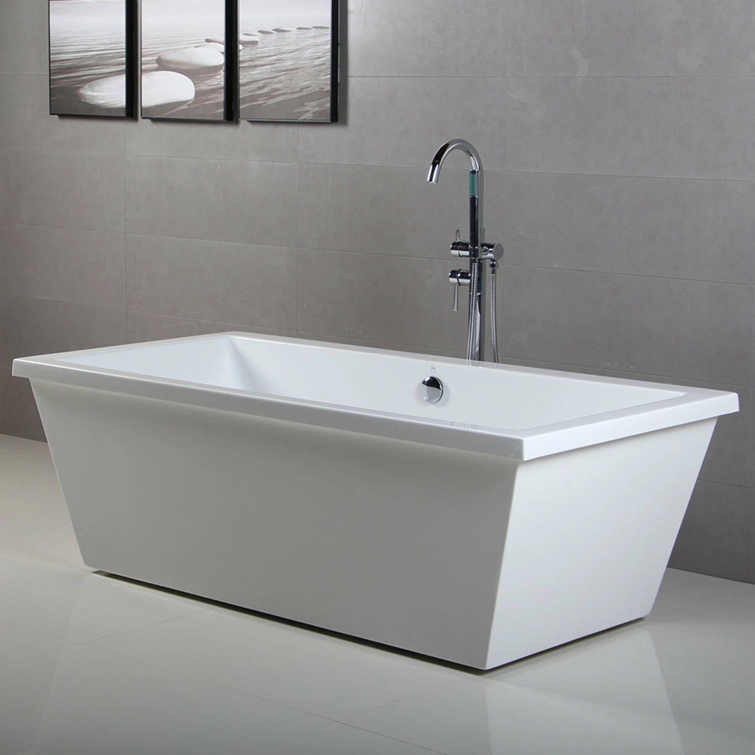 Aqua Eden VTSQ663422 66-Inch Acrylic Double Ended Freestanding Tub With Drain, White - Image 12