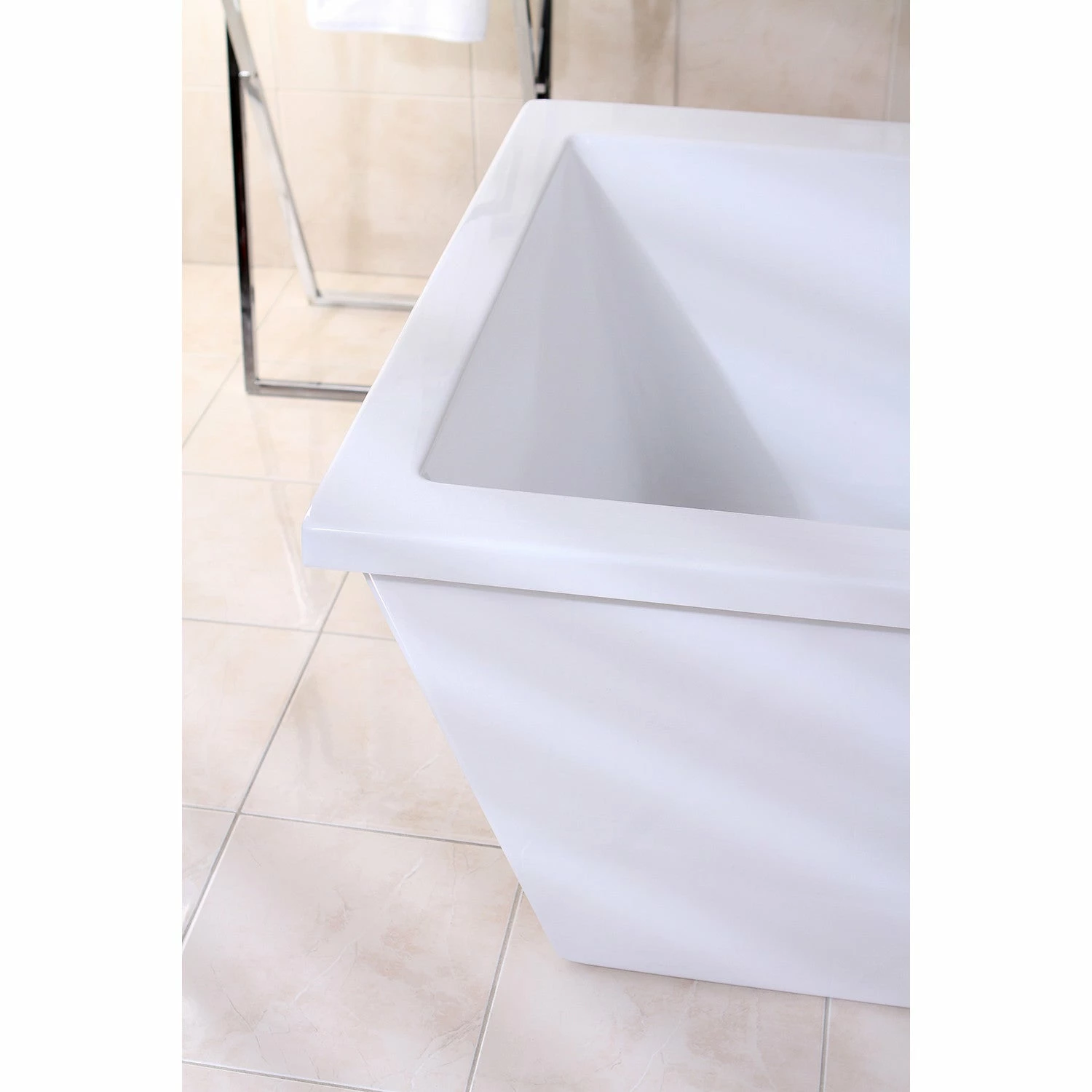 Aqua Eden VTSQ663422 66-Inch Acrylic Double Ended Freestanding Tub With Drain, White - Image 4