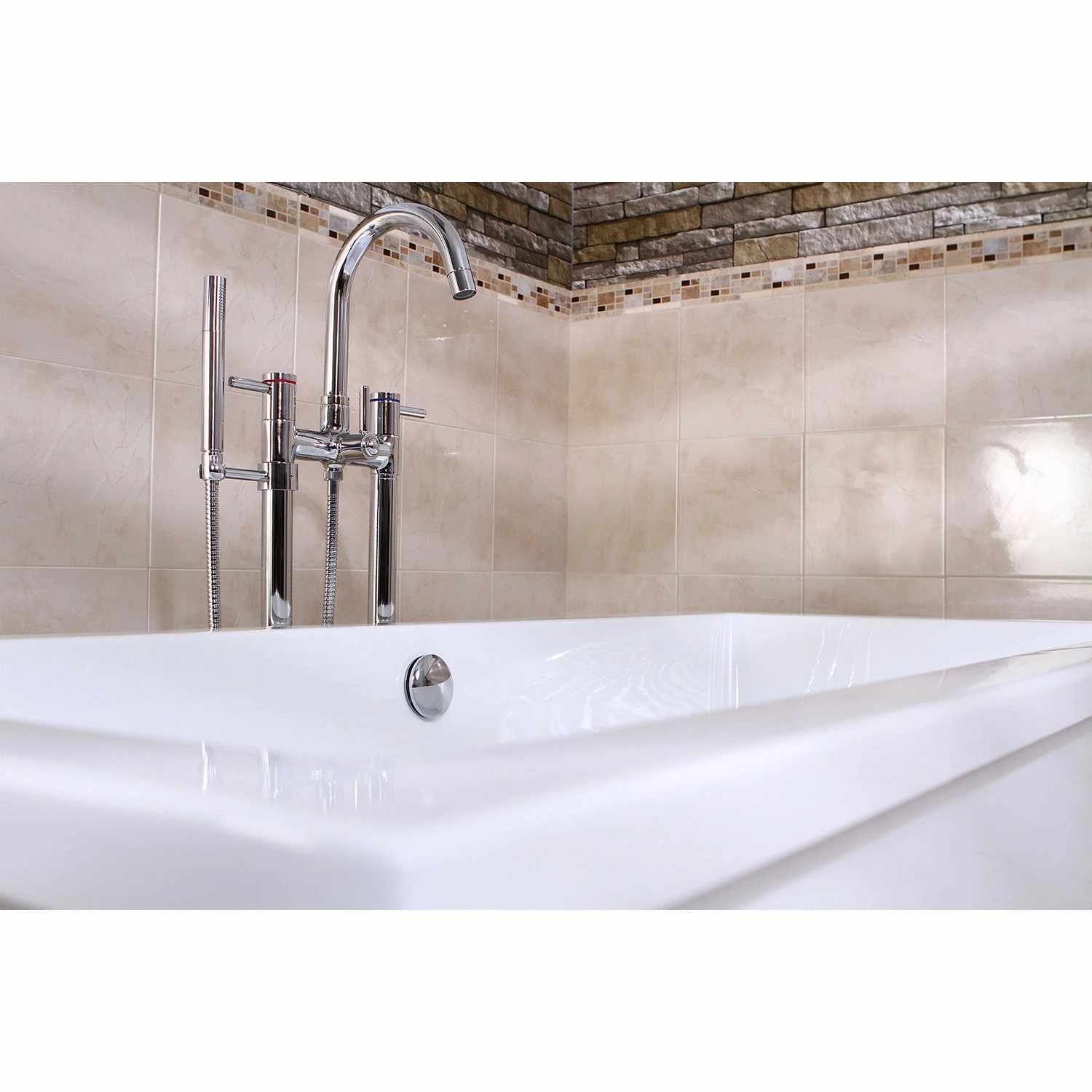 Aqua Eden VTSQ663422 66-Inch Acrylic Double Ended Freestanding Tub With Drain, White - Image 9