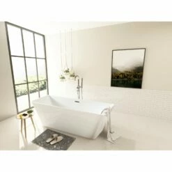 Aqua Eden VTSQ672923 67-Inch Acrylic Freestanding Tub With Drain, White