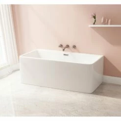 Aqua Eden VTSQ673023 67-Inch Acrylic Freestanding Tub With Drain, White