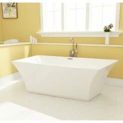 Aqua Eden VTSQ673024 67-Inch Acrylic Freestanding Tub With Drain, White