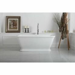 Aqua Eden VTSQ713224 71-Inch Acrylic Rectangular Pedestal Bathtub With Drain, Glossy White
