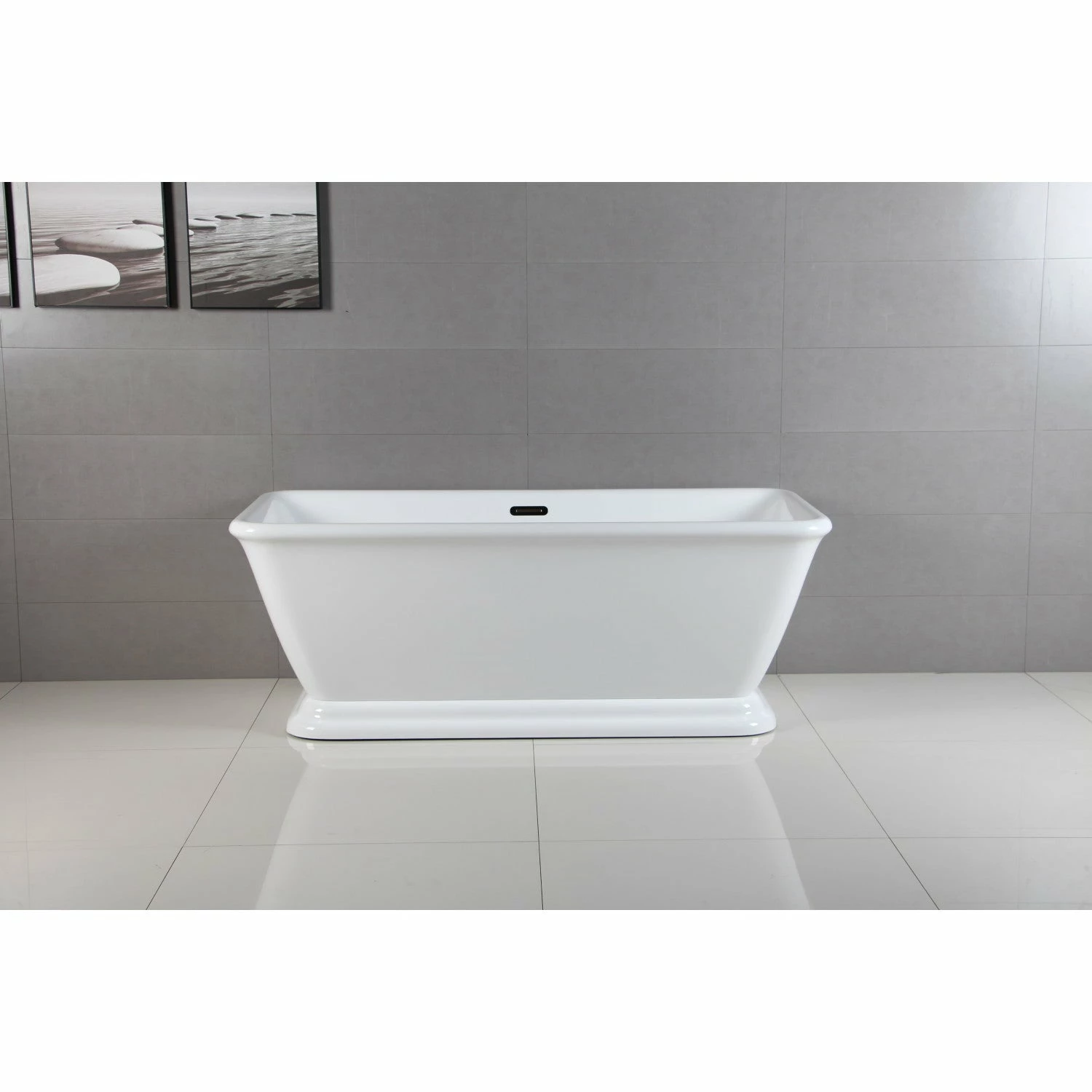 Aqua Eden VTSQ713224 71-Inch Acrylic Rectangular Pedestal Bathtub With Drain, Glossy White - Image 2