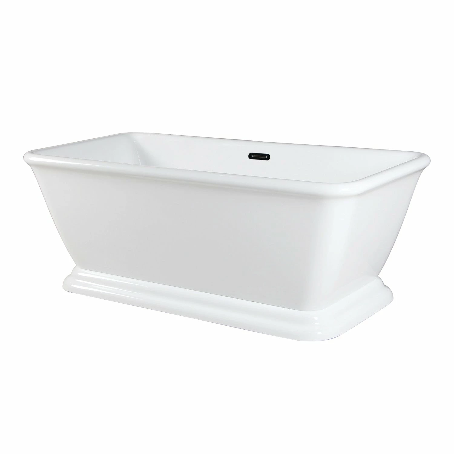 Aqua Eden VTSQ713224 71-Inch Acrylic Rectangular Pedestal Bathtub With Drain, Glossy White - Image 3