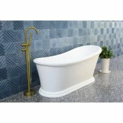 Aqua Eden VTSS672929 67-Inch Acrylic Single Slipper Pedestal Bathtub With Drain, Glossy White